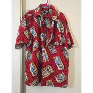 Vintage K.A.D. Men's Multi-Colored Woodie Wagon Button Up Hawaiian Shirt Sz XL